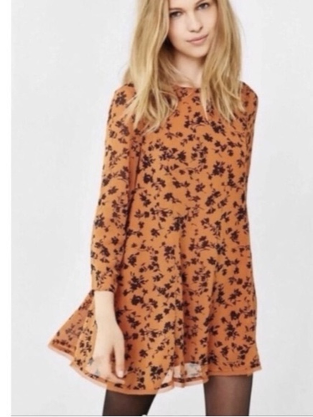 Kimchi Blue Orange Rust Floral Mini Dress